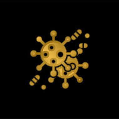 Bakteri altın kaplama metalik simge veya logo vektörü