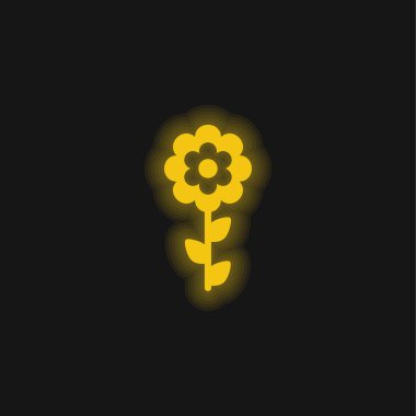 Çiçek açan sarı parlak neon simgesi