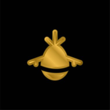 Uçak altın kaplama metalik simge veya logo vektörü