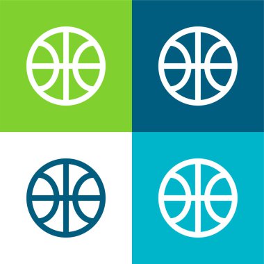 Basketbol Düz 4 renk minimal simge seti