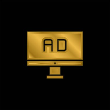 Altın kaplama metalik simge veya logo vektörü reklamı