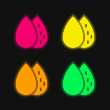 Badem dört renkli parlayan neon vektör simgesi