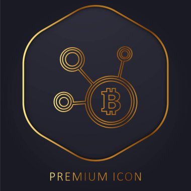 Bitcoin Ağ Sembolü altın çizgi prim logosu veya simgesi