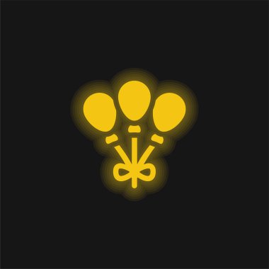 Balonlar sarı parlayan neon simgesi