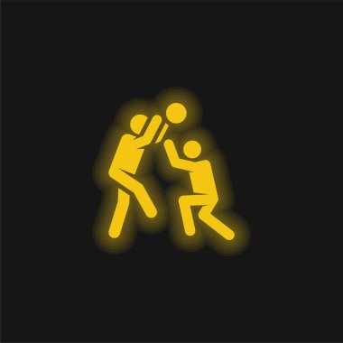 Basketbolcu sarı parlak neon ikon