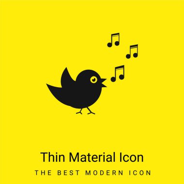 Bird Singing With Musical Notes minimal bright yellow material icon clipart
