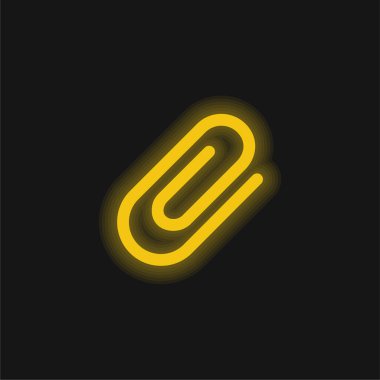 Çapraz Kağıt Ataç Arayüzü Sembolü Ekle Sarı parlak neon simgesi