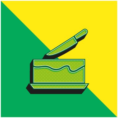 Doğum günü Keki Yeşil ve Sarı 3D vektör simgesi