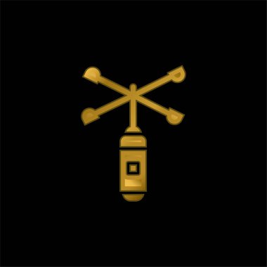 Anemometre altın kaplama metalik simge veya logo vektörü