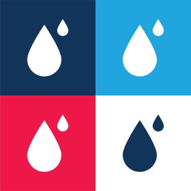 Big And Small Drops blue and red four color minimal icon set clipart