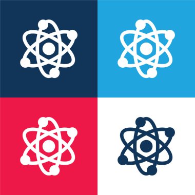 Atoms blue and red four color minimal icon set clipart