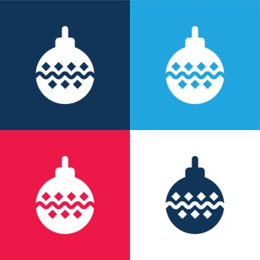 Bauble mavi ve kırmızı dört renk en düşük simge kümesi