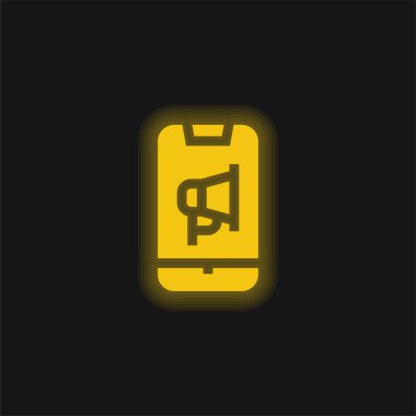 Reklam sarı parlayan neon simgesi