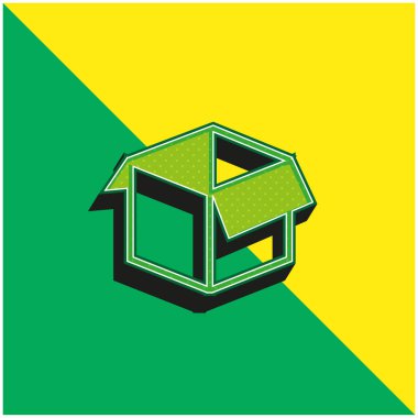 Kutu Aç Şekli Yeşil ve Sarı 3D vektör simgesi logosu