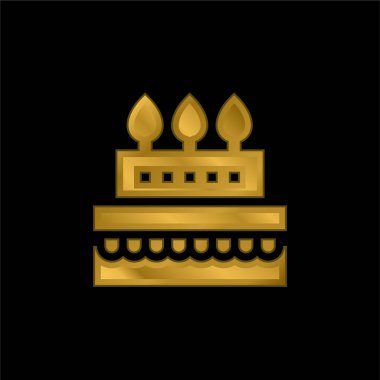 Doğum günü keki altın kaplama metalik simge veya logo vektörü