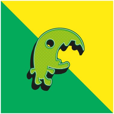 Big Mouth Monster Green and yellow modern 3d vector icon logo clipart