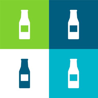 Bira Şişesi Düz 4 renk minimal simge kümesi