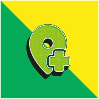 Konum Yeşil ve sarı modern 3d vektör simgesi ekle