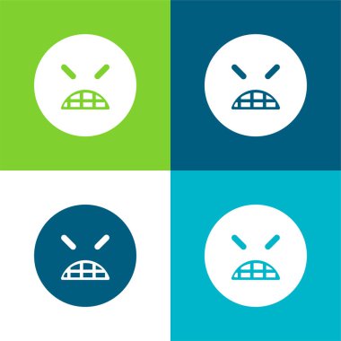 Kapalı Gözlerle Kızgın Duygu Meydanı Yüzü En az dört renk simgesi