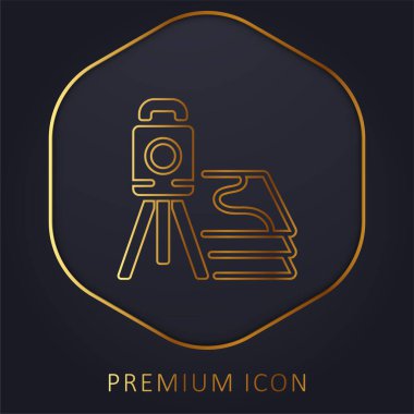 3d Tarayıcı altın çizgi prim logosu veya simgesi