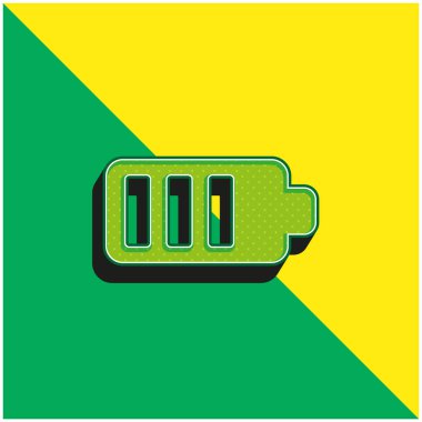 Pil Yeşil ve Sarı modern 3D vektör simgesi logosu