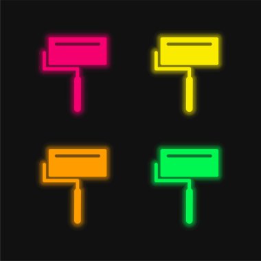 Parlayan dört renkli neon vektör simgesi ile Büyük Boyalı Roller