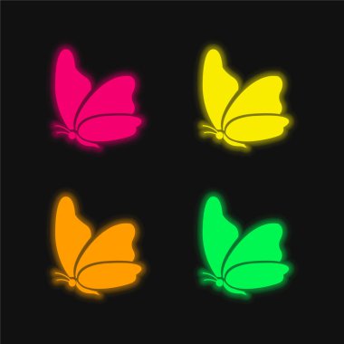 Büyük Kanat Kelebeği dört renkli parlak neon vektör simgesi