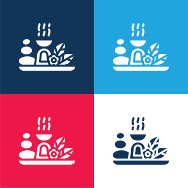 Aromaterapi mavi ve kırmızı dört renk minimal simgesi seti