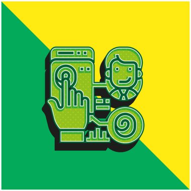 Biometric Green and yellow modern 3d vector icon logo clipart