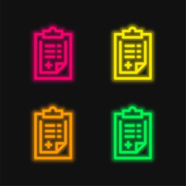 Hayranlık Biçimi Parlayan dört renk neon vektör simgesi