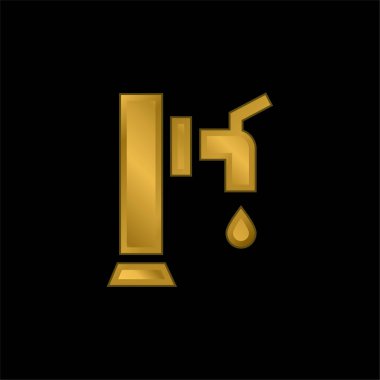 Bira Tap altın kaplama metalik simge veya logo vektörü