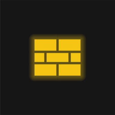 Tuğla Duvar sarı parlak neon simgesi