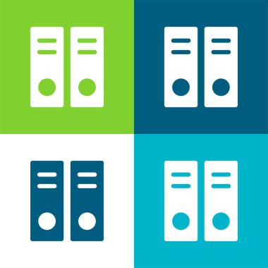 Belgeleri Arşivle Düz 4 renk minimal simgesi seti