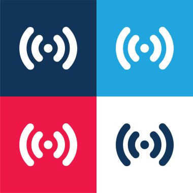 Antenna Signal blue and red four color minimal icon set clipart
