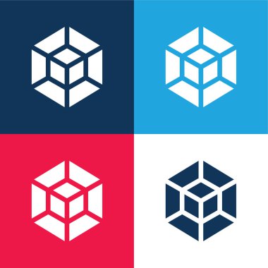 3d Modelleme Mavi ve Kırmızı Minimum Renk Simgesi