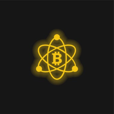 Bitcoin in Science Sembolü sarı parlayan neon simgesi