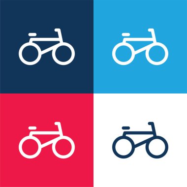Bisiklet Yan Görünümü mavi ve kırmızı dört renk en küçük simgesi seti