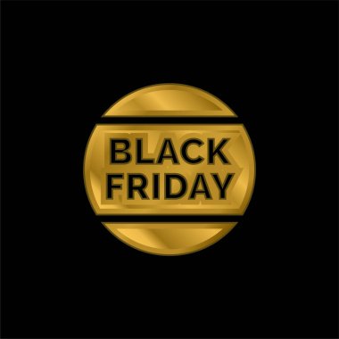Black Friday gold plated metalic icon or logo vector clipart