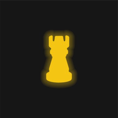 Black Tower Chess Piece Shape yellow glowing neon icon clipart