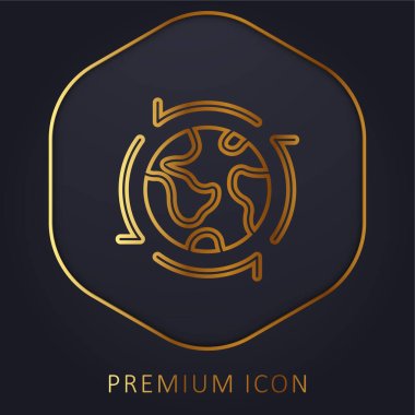Around The World golden line premium logo or icon clipart