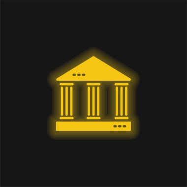 Bank yellow glowing neon icon clipart