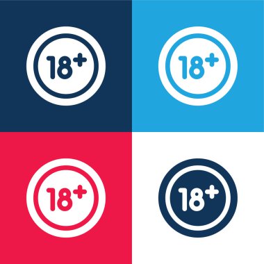 Age Limit blue and red four color minimal icon set clipart
