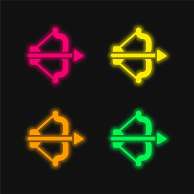 Dört renk parlayan neon vektör simgesi