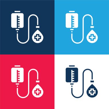 Blood Donation blue and red four color minimal icon set clipart