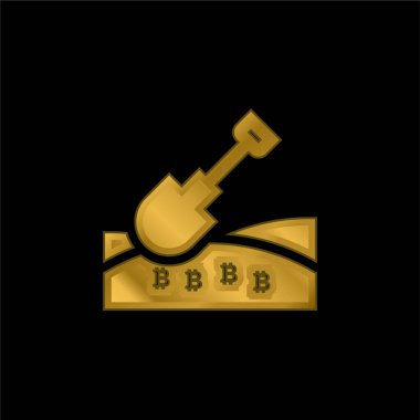 Bitcoin altın kaplama metalik simge veya logo vektörü