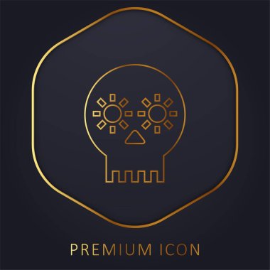 Artisanal Skull Of Mexico golden line premium logo or icon clipart