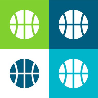 Basketbol Düz 4 renk minimal simge seti