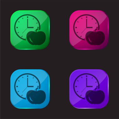 Elma ve Saat dört renkli cam simge