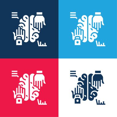 Artificial Intelligence blue and red four color minimal icon set