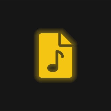 Audio File yellow glowing neon icon clipart